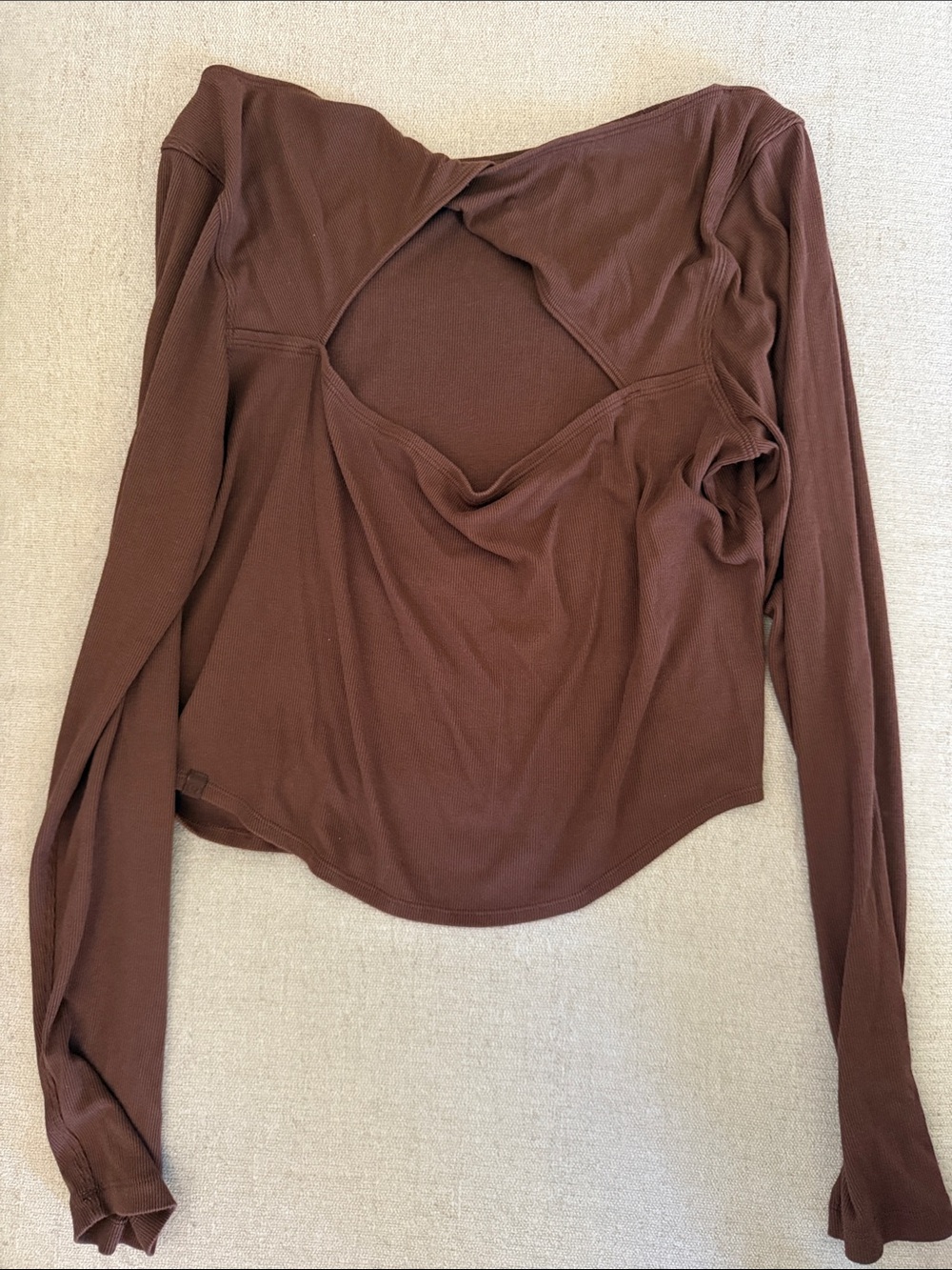 Lululemon Long Sleeve Twist-Back Top in Brown and Light Blue - Picture 5 of 7